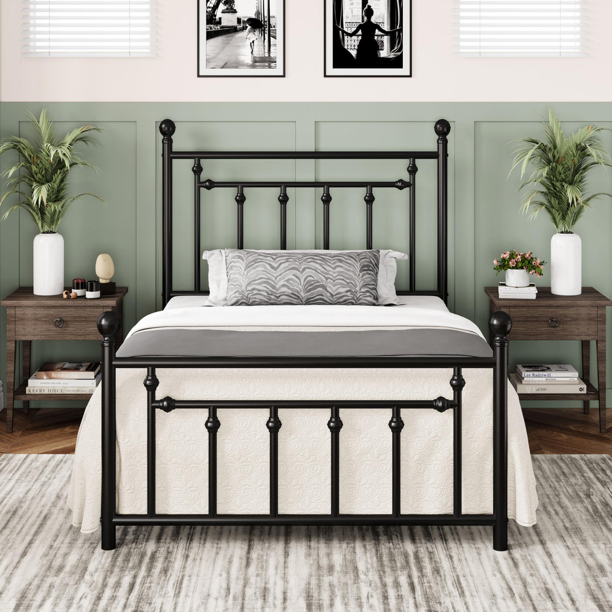 14'' Twin Size Black Metal Platform Bed Frame M18498