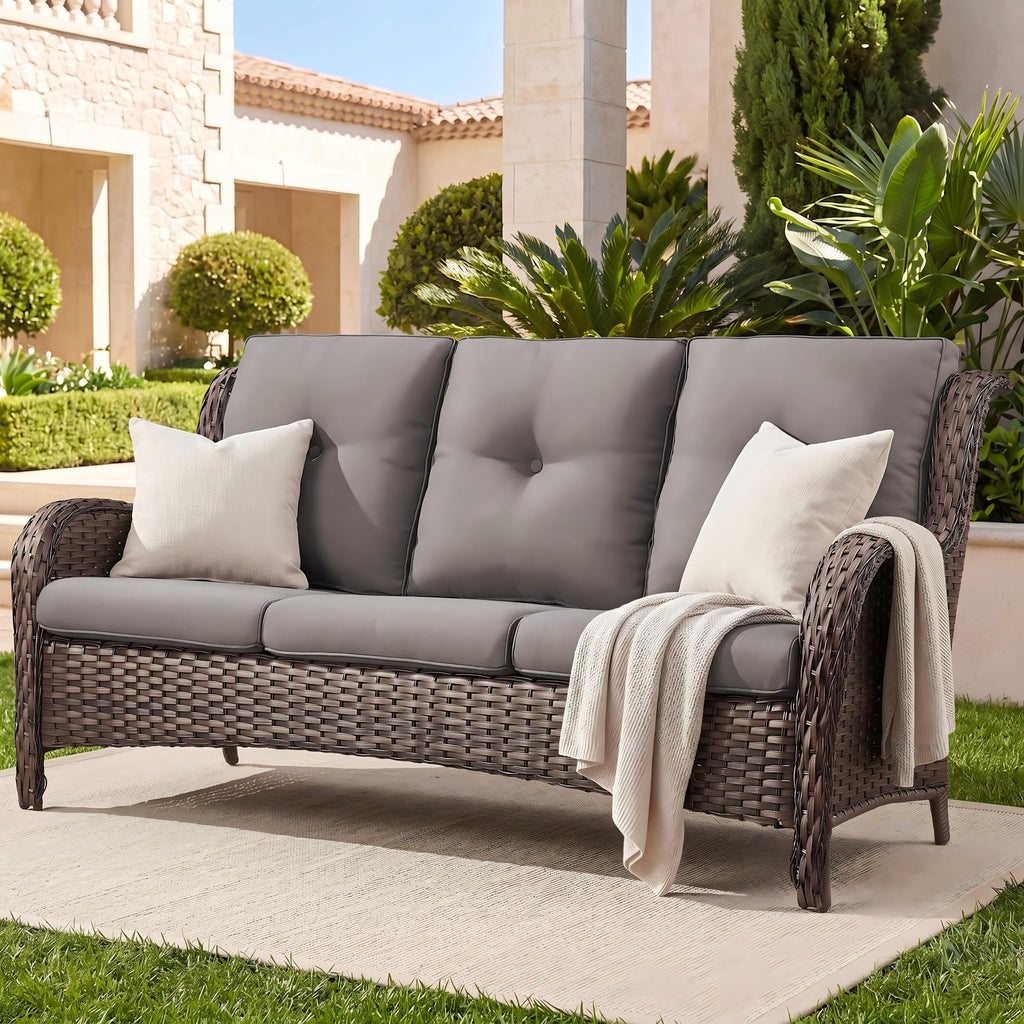 3-Seater PE Wicker Patio Sofa A64675