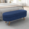 Oval Storage Bench with Rubber Wood Legs, Blue A664555