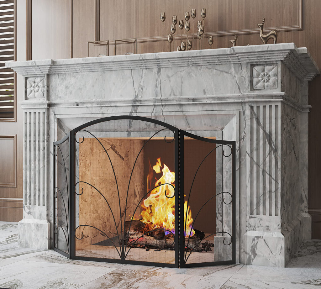 Arched Wrought Iron Fireplace Screen C319