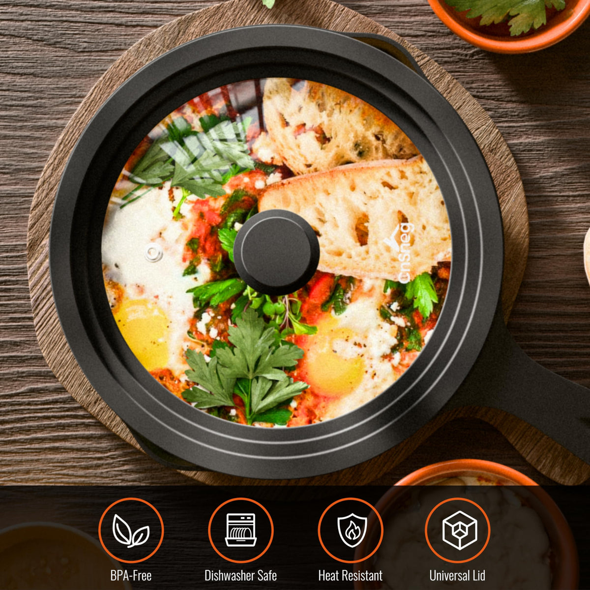 Tempered Glass Pot Lid with Silicone Rim, 10.5", 11" and 12" X832