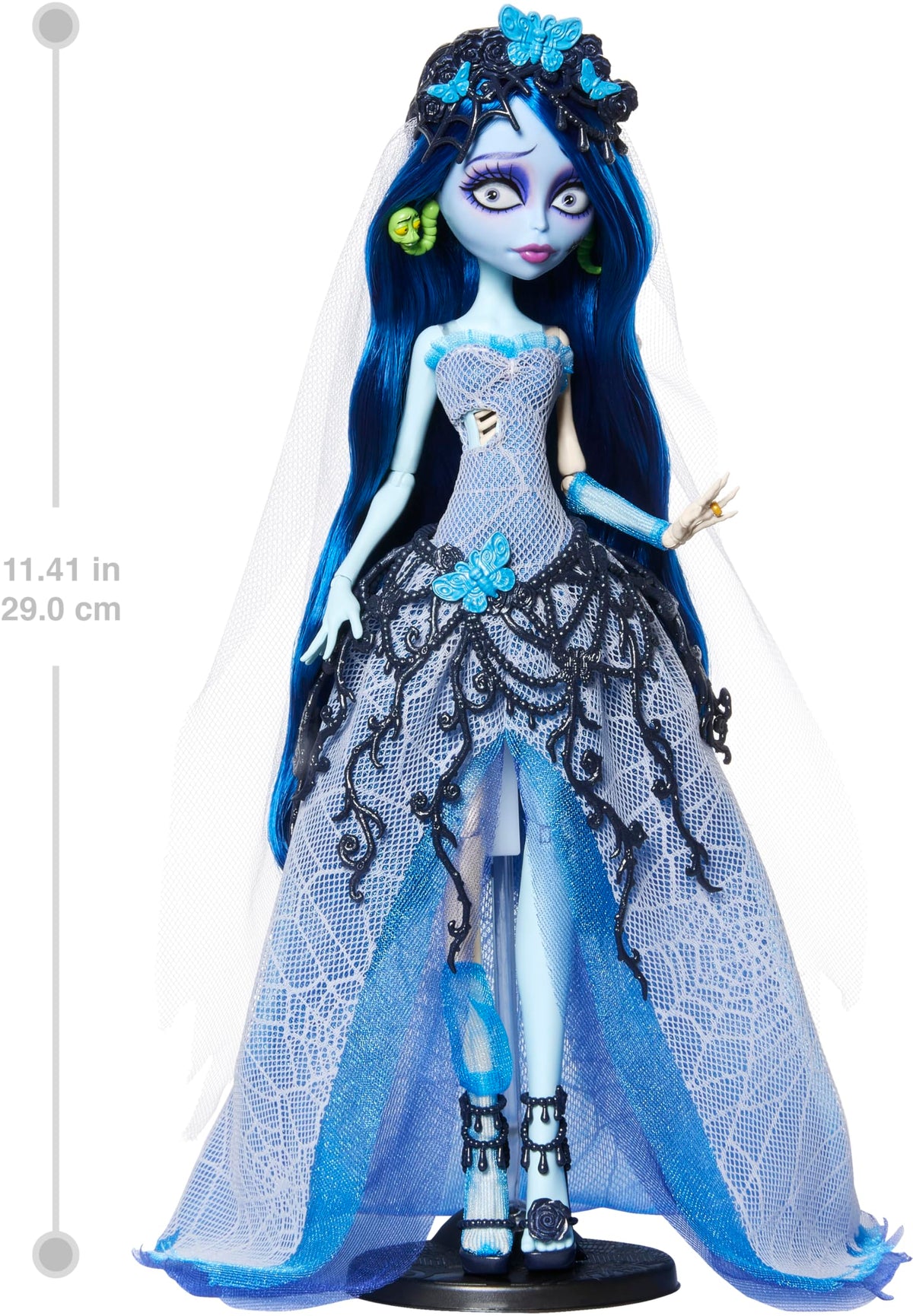 Corpse Bride Emily Doll in Spiderweb Wedding Dress with Accessories E477
